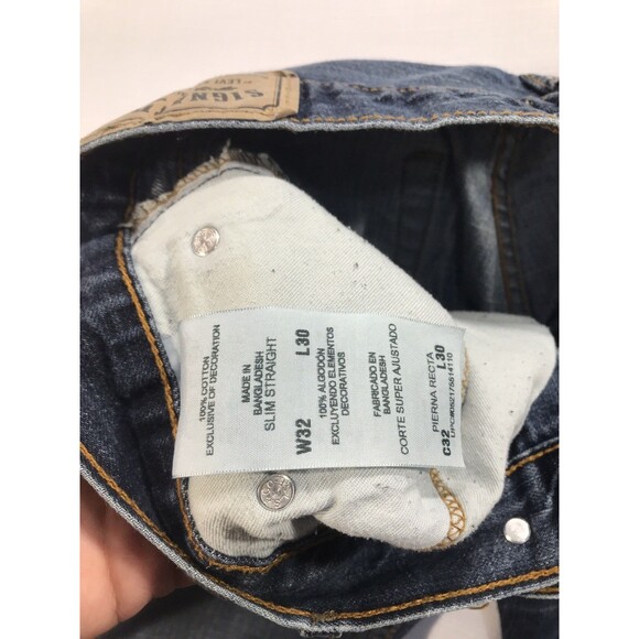 Signature Levis Strauss Jeans Mens 32x30 Blue Dark Wash Cotton Stretch Slim Fit - Picture 5 of 9